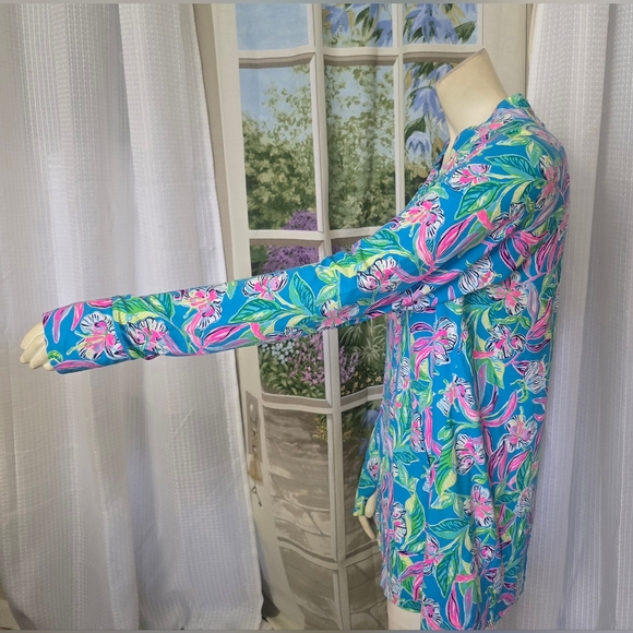 Lilly Pulitzer Cassi Popover Keep On Beleafing XL Pullover Top Rayon Spandex - Picture 5 of 10